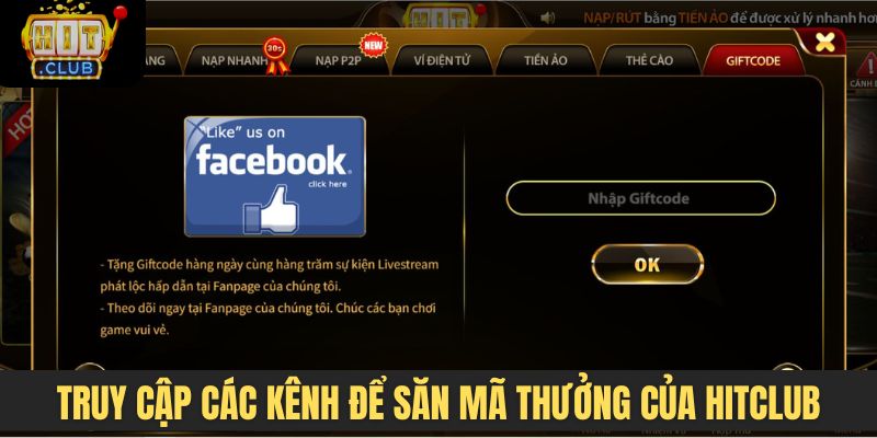 Truy cập các kênh để săn mã thưởng của Hitclub